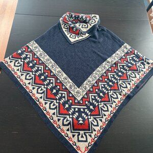 Womens Dore Ecuador Cape Poncho Acrylic Shawl Aztec Southwestern Size Medium